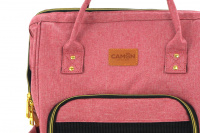 Univerzální batoh a taška na psa CAMON s nosností 5 kg. Zpevněné dno, bezpečnostní poutko s karabinou, ideální pro malé psy i kočky. Barva růžová. (10)